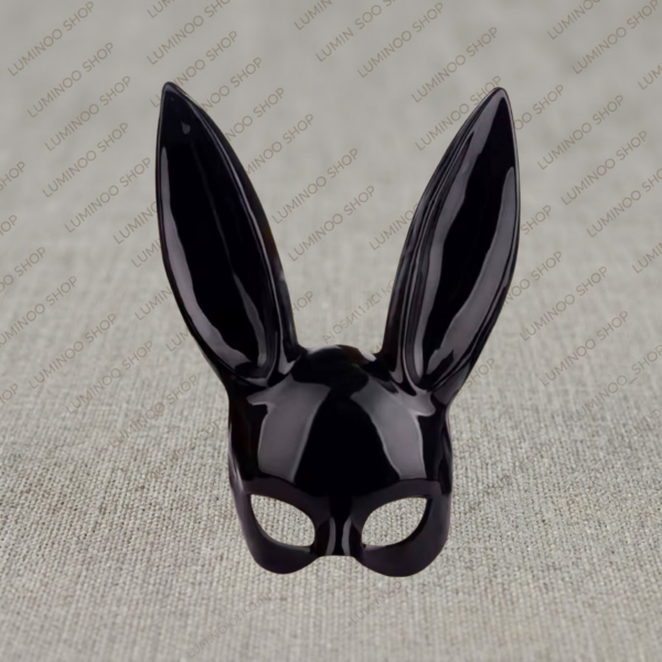 نقاب بالماسکه گوش‌دار مدل فانتزی (BDSM Mask) مشکی براق