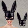 نقاب بالماسکه گوش‌دار مدل فانتزی (BDSM Mask) مشکی براق
