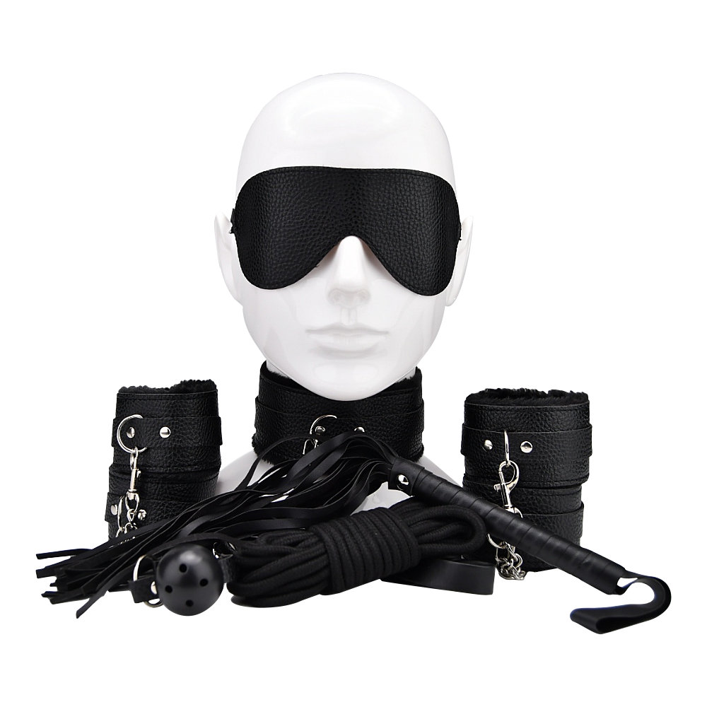 N12280-bound-to-play-beginners-bondage-kit-black-8-piece ست BDSM چرمی